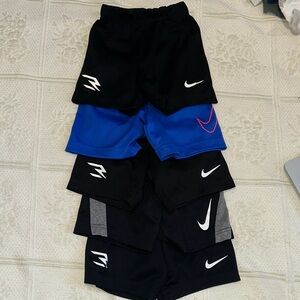 5 Pair of Nike Kids Shorts Set - Black, Blue, Red Accents